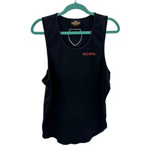 Harley-Davidson Black Cotton Tank Top Men XL Embroidered Logo Front & Logo Patch